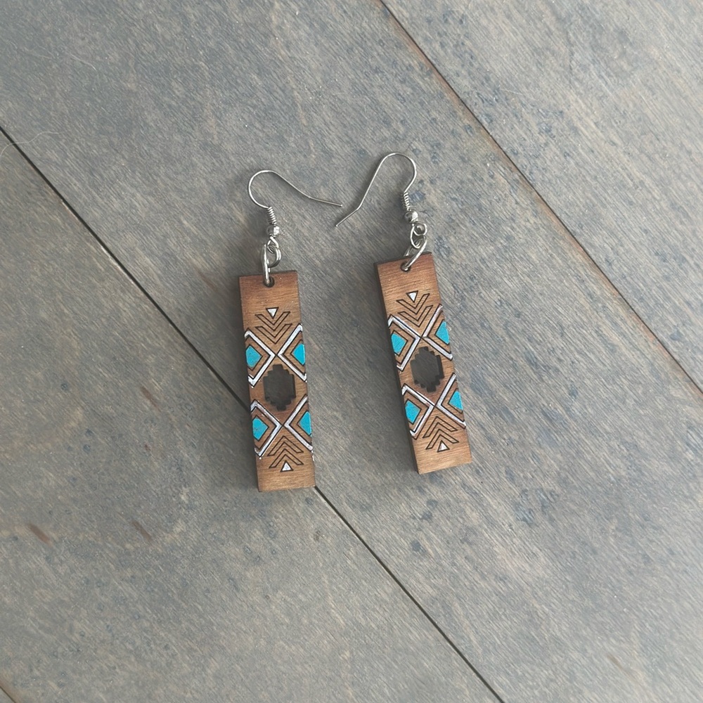 Country western long bar dangle earrings